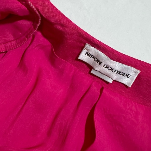 Vintage Hot Pink 80s Dress Button Front Real Vtg Linen - Picture 10 of 11